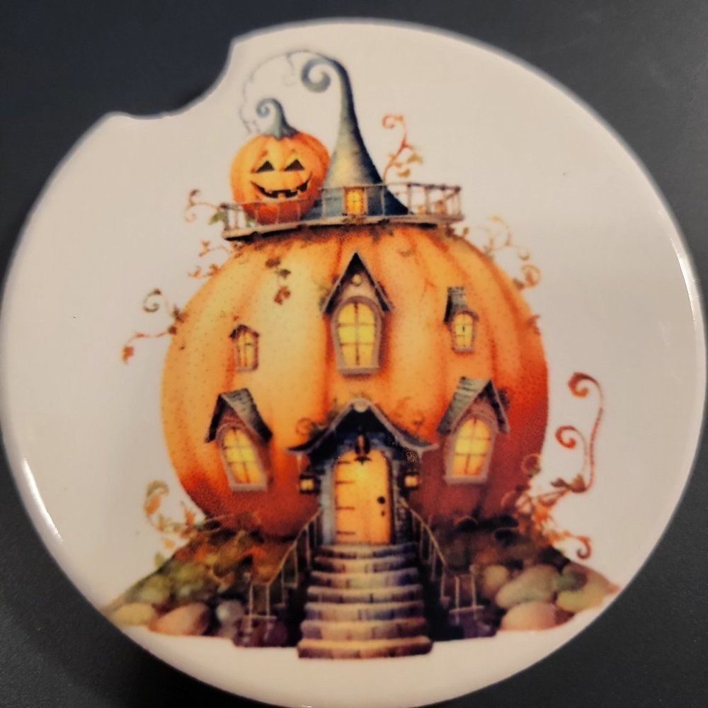 Fairy Pumpkin House Car Coasters (2 different)